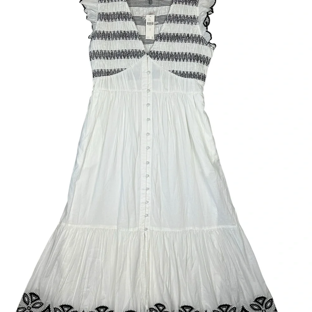 Anthropologie The Peregrine Midi Dress: Embroidered Smocked Edition Size M - Picture 3 of 13